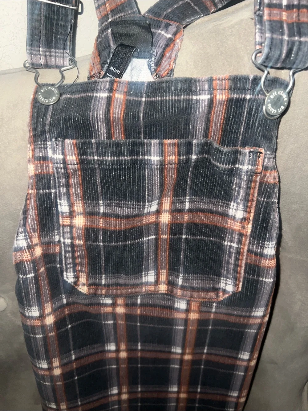 Kids 7/8. Plaid overall suspender dress - SWAG!